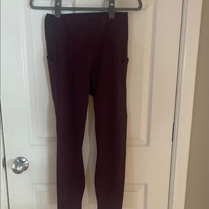 Fabletics Oasis High-Waisted Leggings with Side Pockets in Deep Burgundy